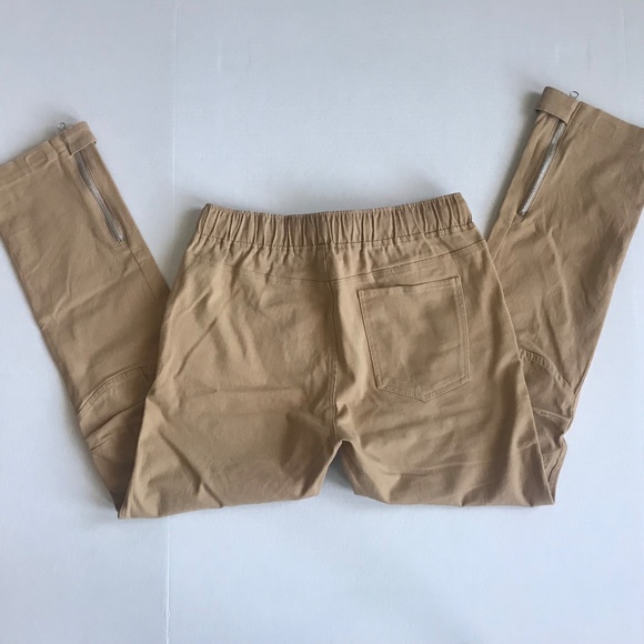 American Stitch Zipper Cotton Joggers | S | Khaki - Picture 4 of 9